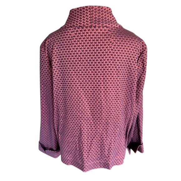 Chico’s Textured Knit Jacket Berry Red Purple Geometric Soft Stretch Size 3 - Picture 4 of 8
